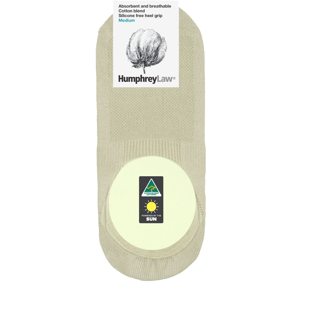 Cotton Blend Invisible Sock with Silicone Free Heel Grip Style 56IN Bone