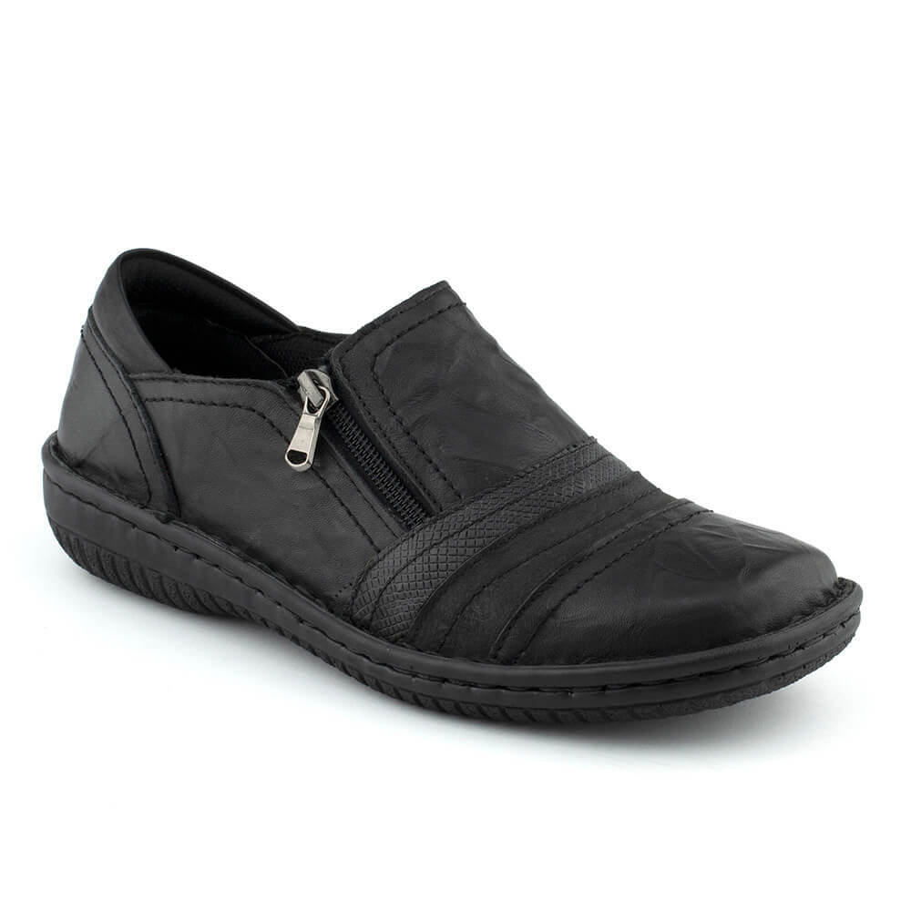 Lisa 5849-27 Crinkle Side Zip Black