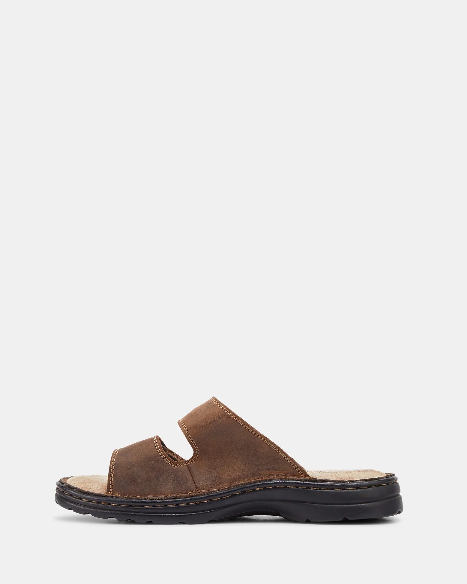 Slider Brown Mens Leather Slide
