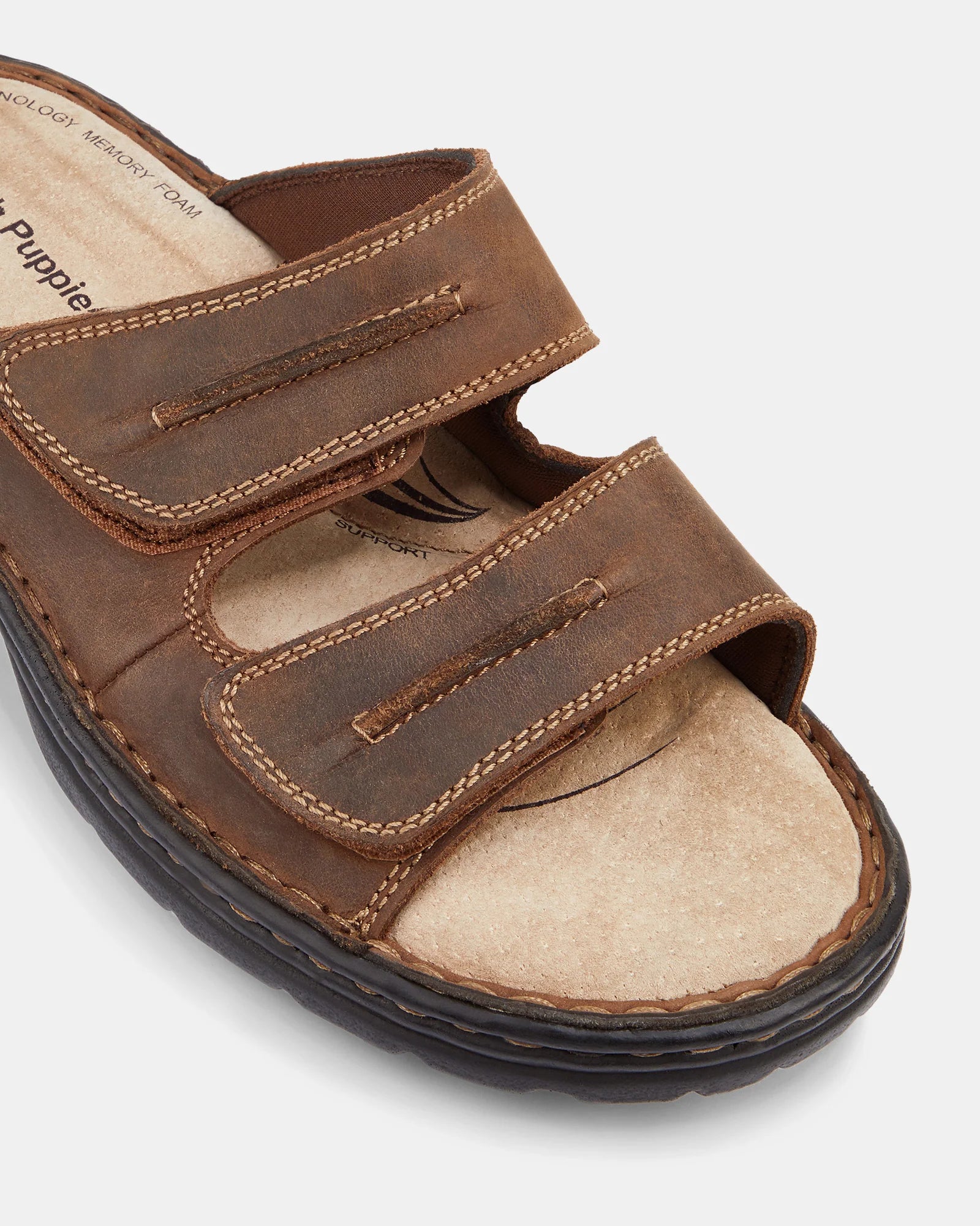 Slider Brown Mens Leather Slide