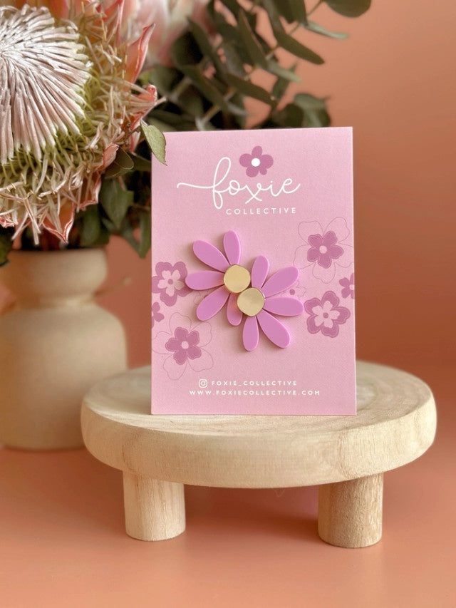Jumbo Daisy Stud Earrings | Lilac + Gold