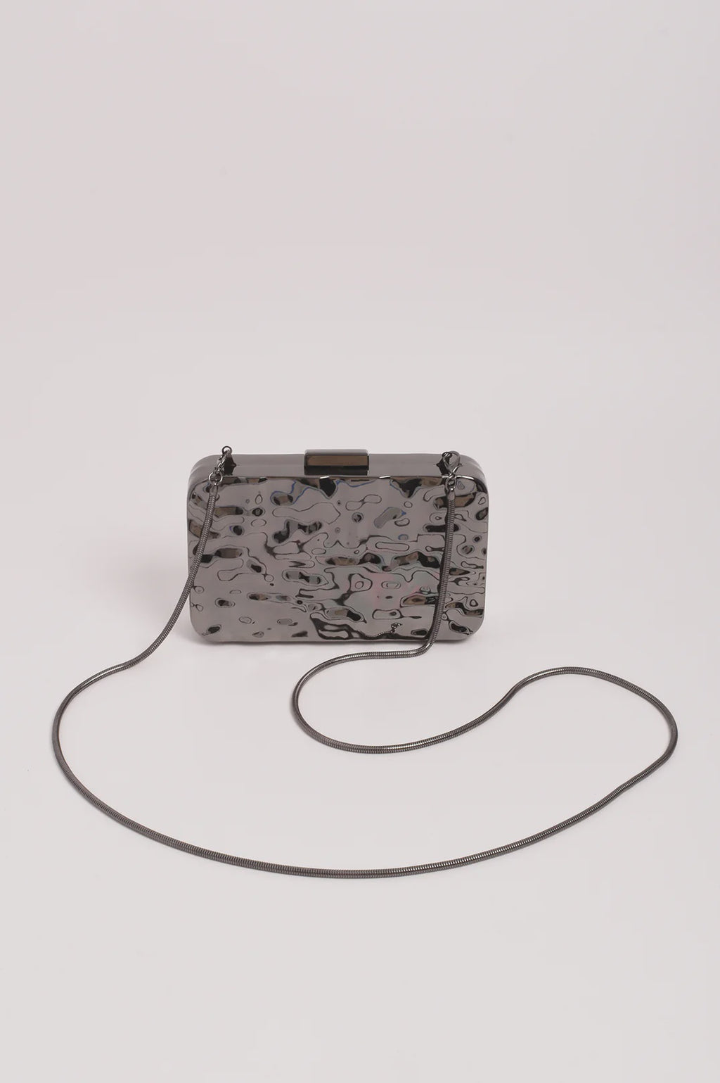 Heidi Textured Metal Structured Clutch (Gunmetal)