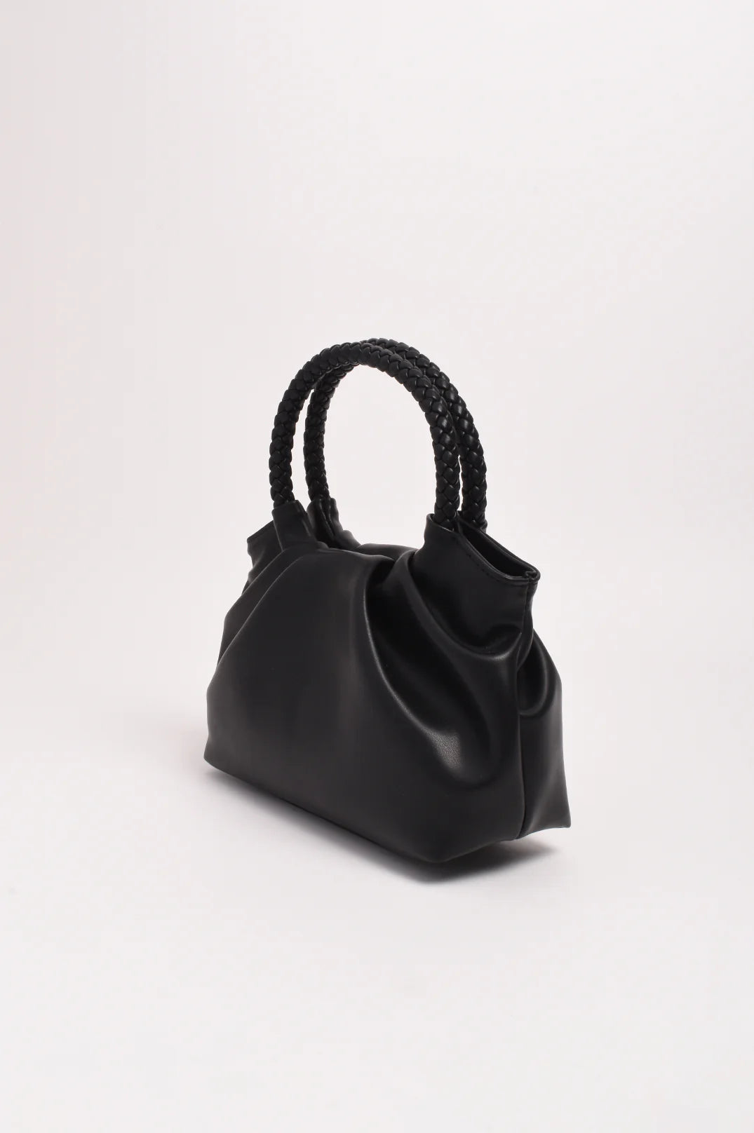 Serena Gathered Round Handle Bag (Black)