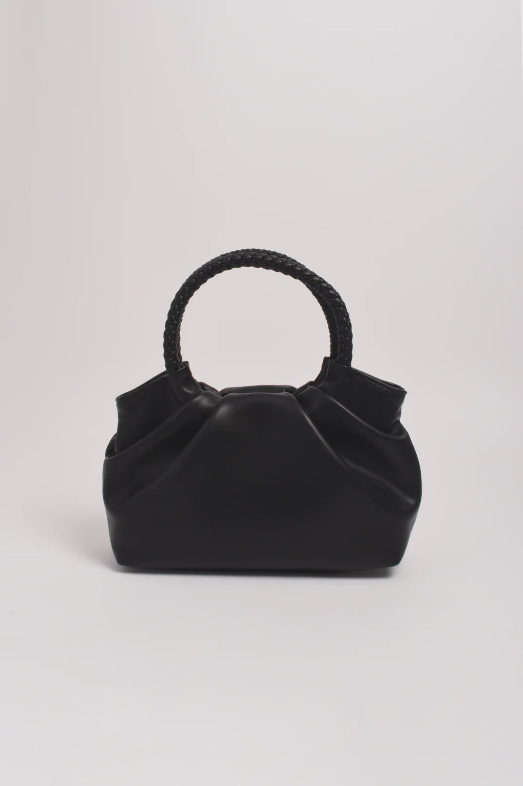 Serena Gathered Round Handle Bag (Black)