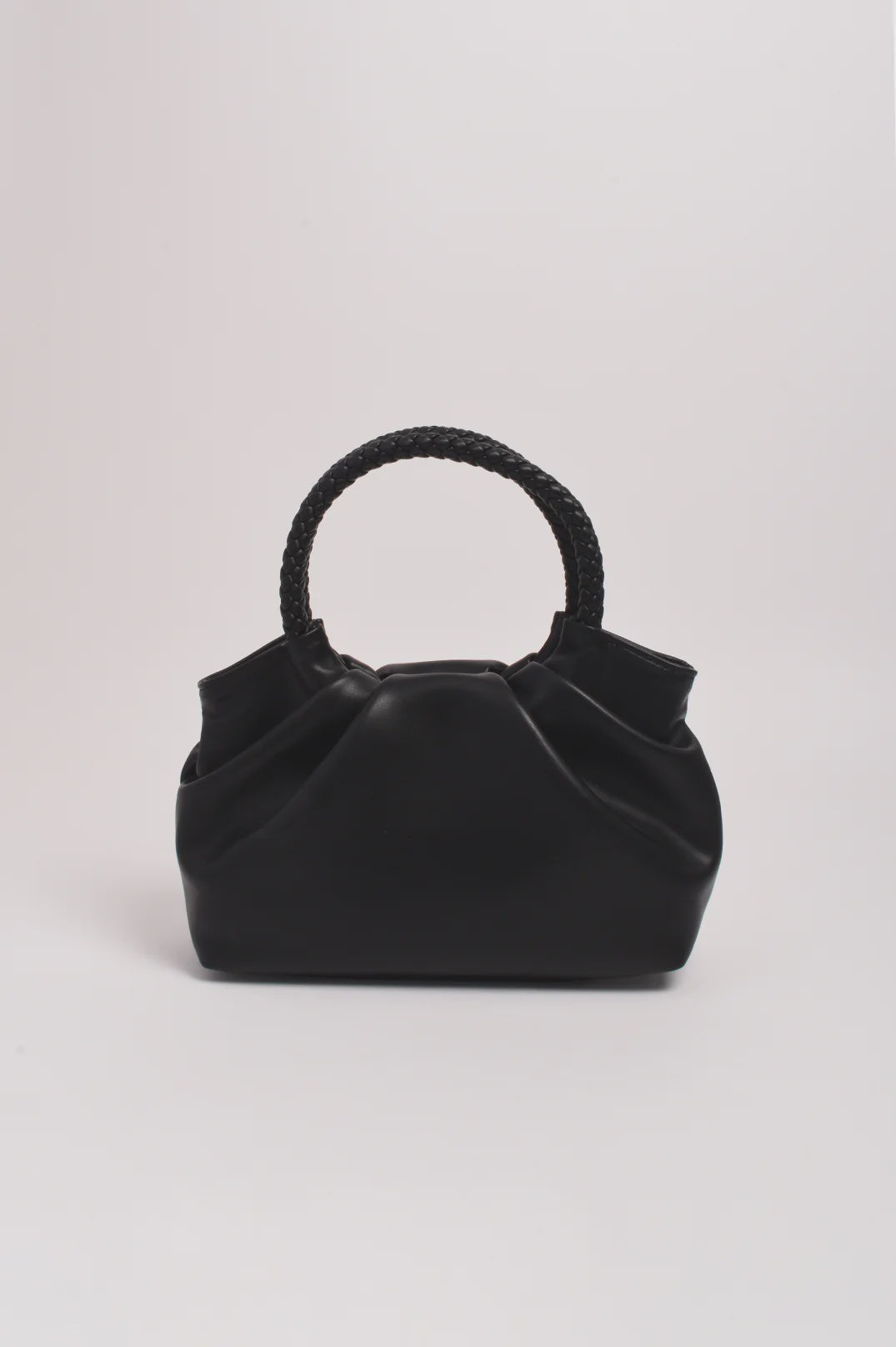 Serena Gathered Round Handle Bag (Black)