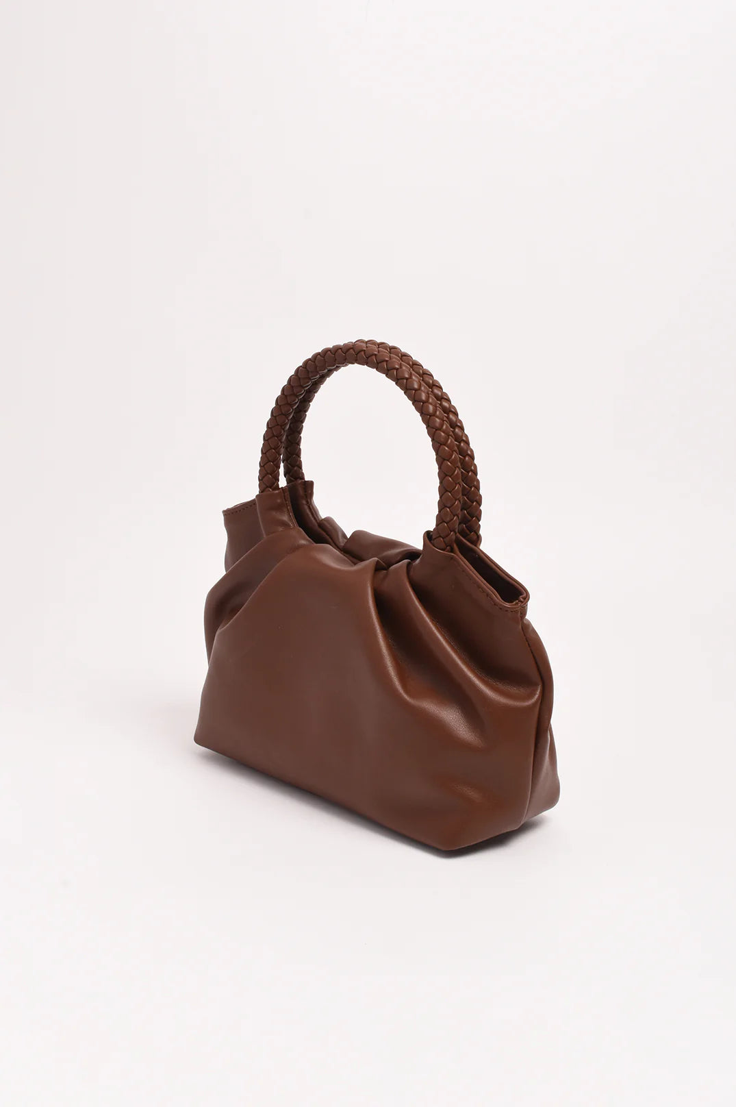 Serena Gathered Round Handle Bag (Chocolate)
