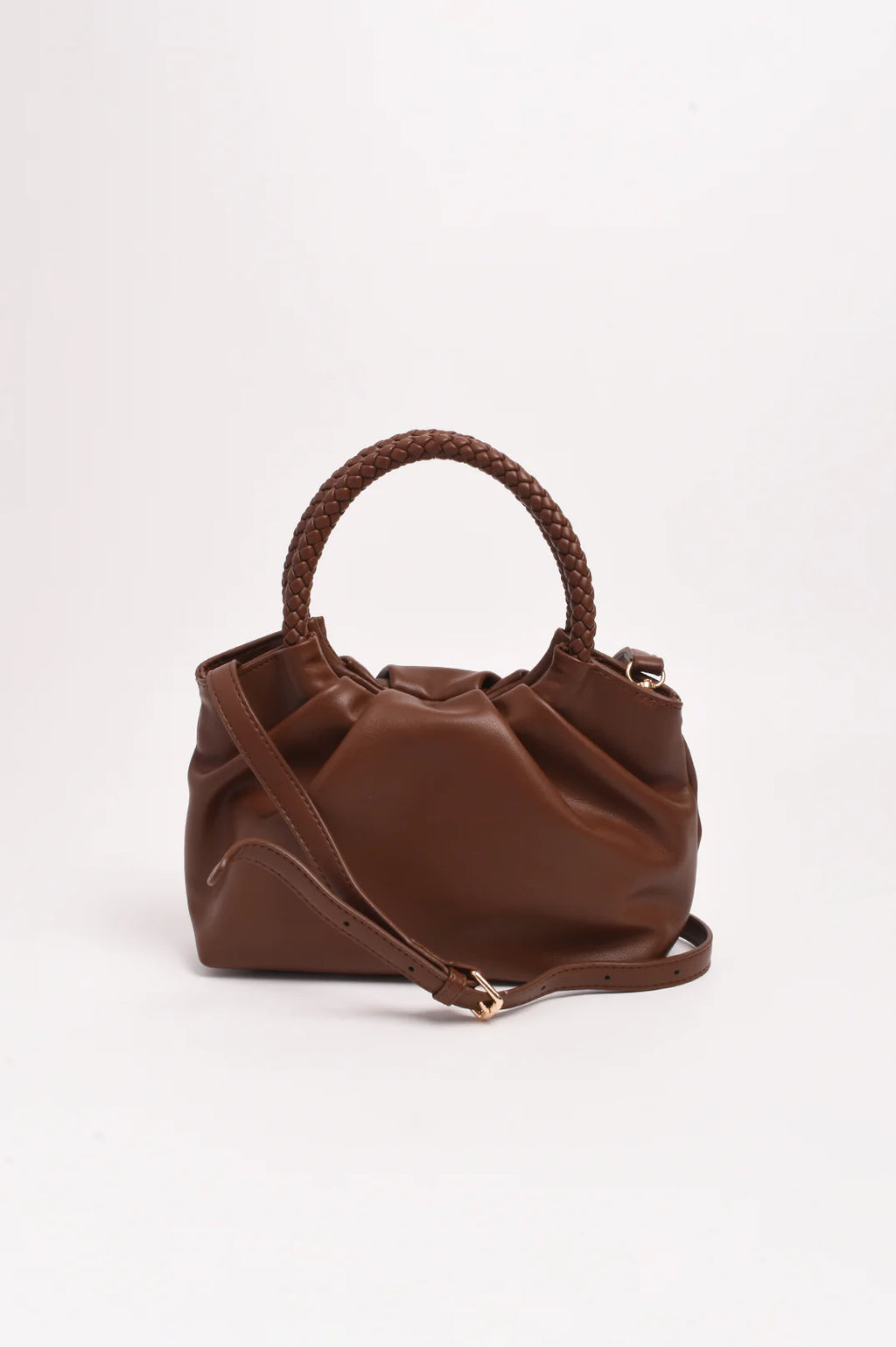 Serena Gathered Round Handle Bag (Chocolate)
