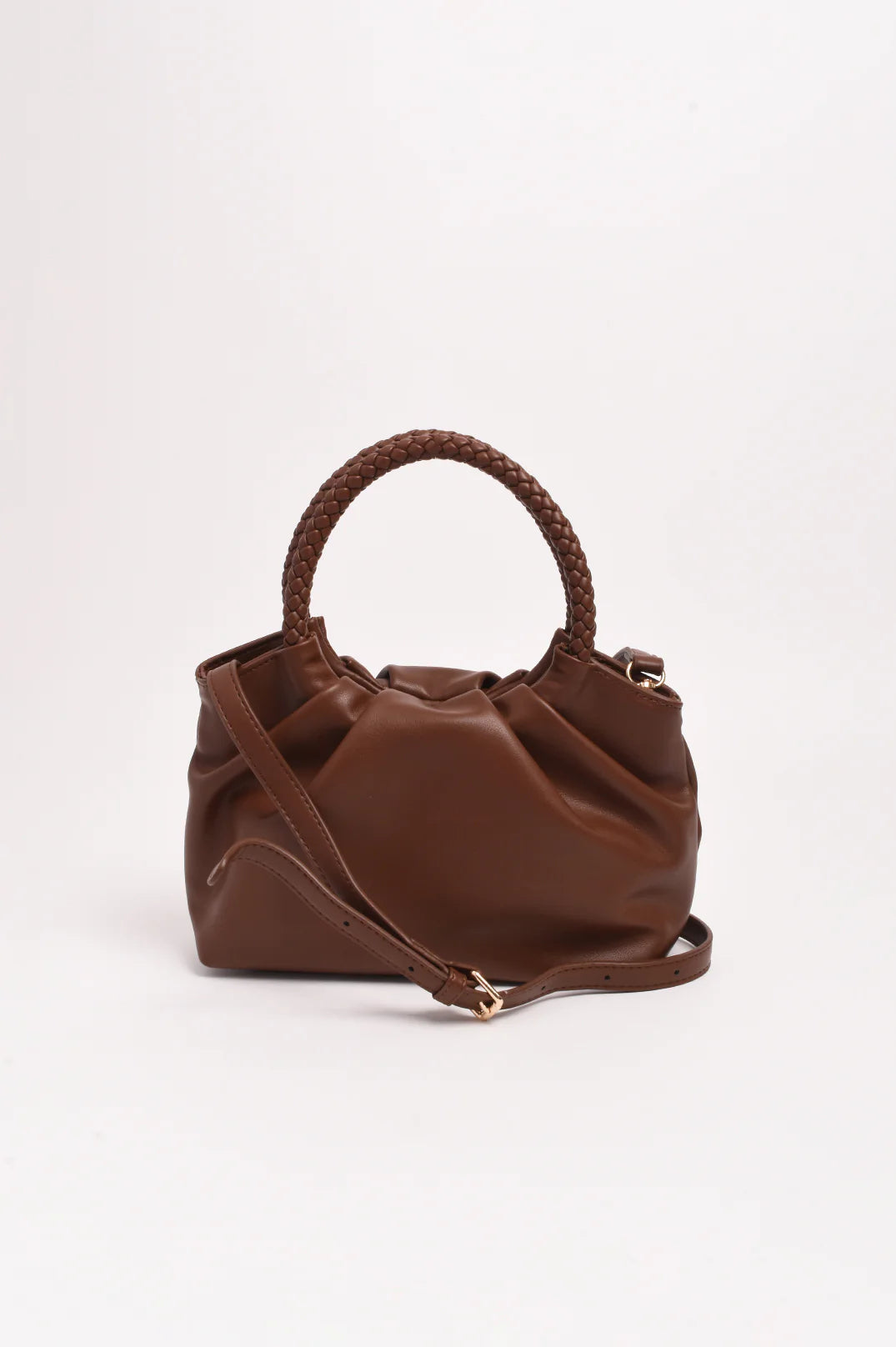 Serena Gathered Round Handle Bag (Chocolate)