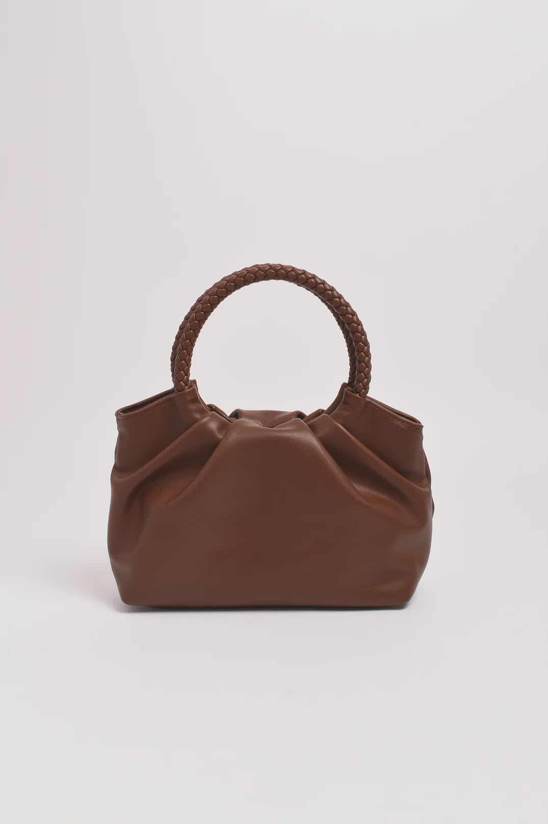Serena Gathered Round Handle Bag (Chocolate)