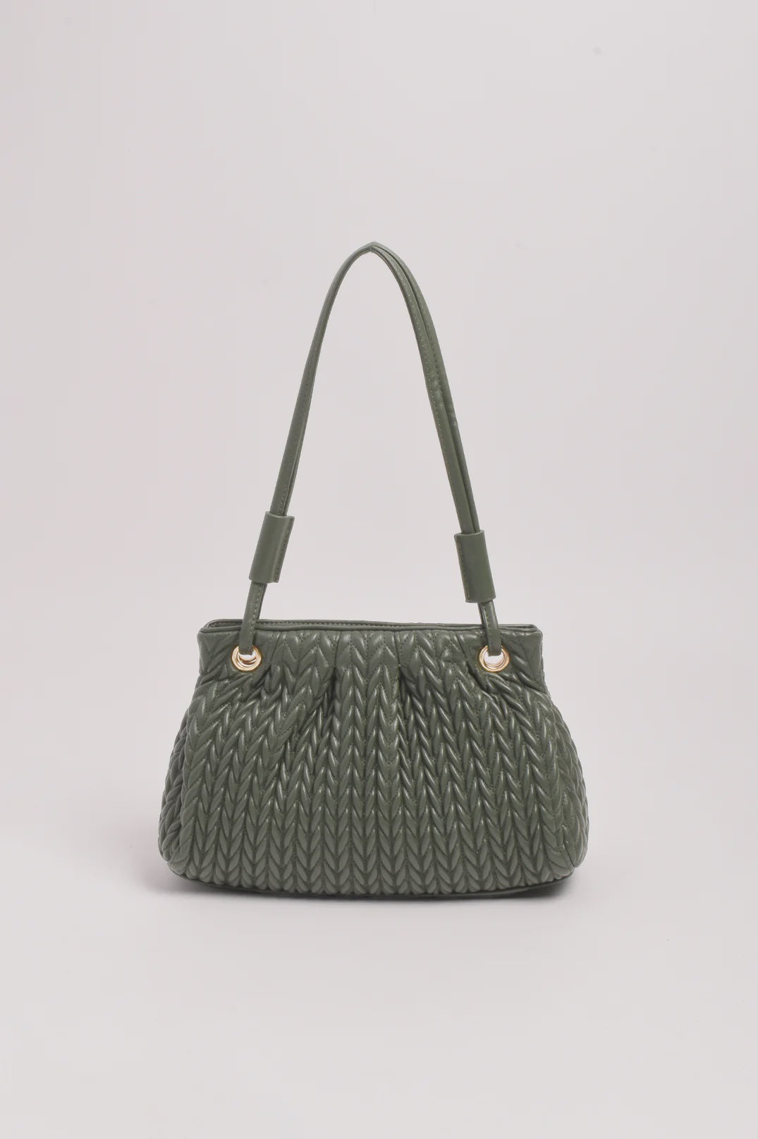 Mina Textured Gathered Handbag (Khaki)