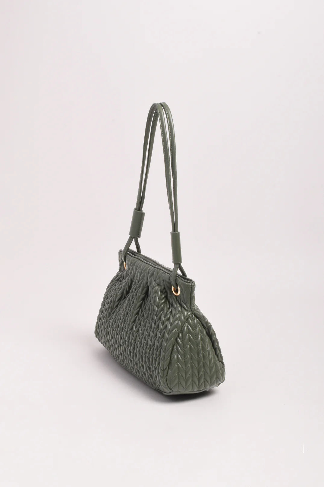 Mina Textured Gathered Handbag (Khaki)