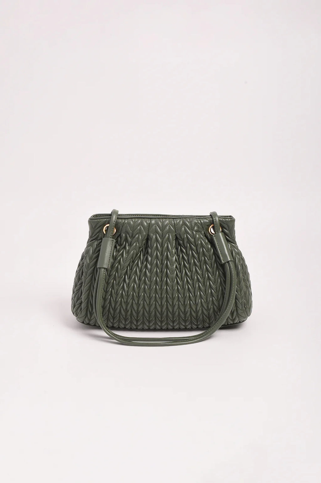 Mina Textured Gathered Handbag (Khaki)