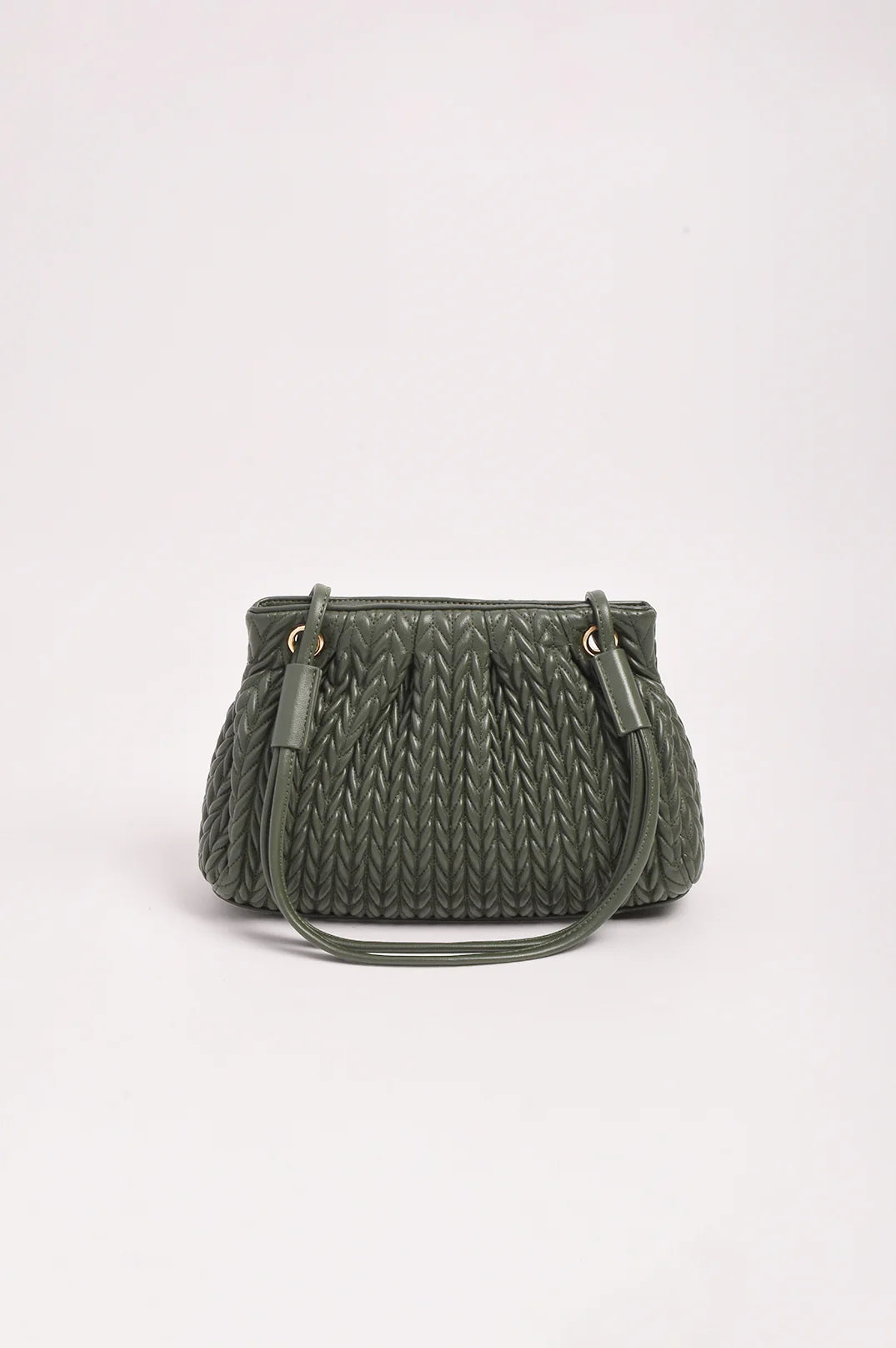 Mina Textured Gathered Handbag (Khaki)