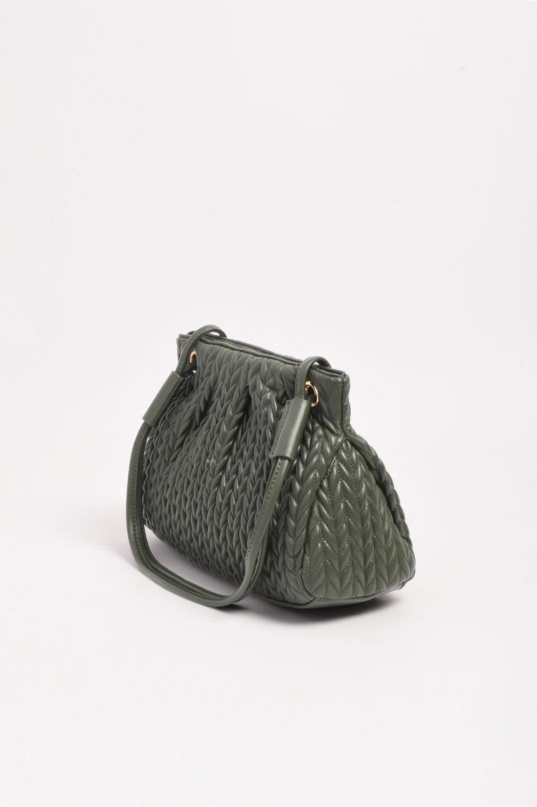 Mina Textured Gathered Handbag (Khaki)