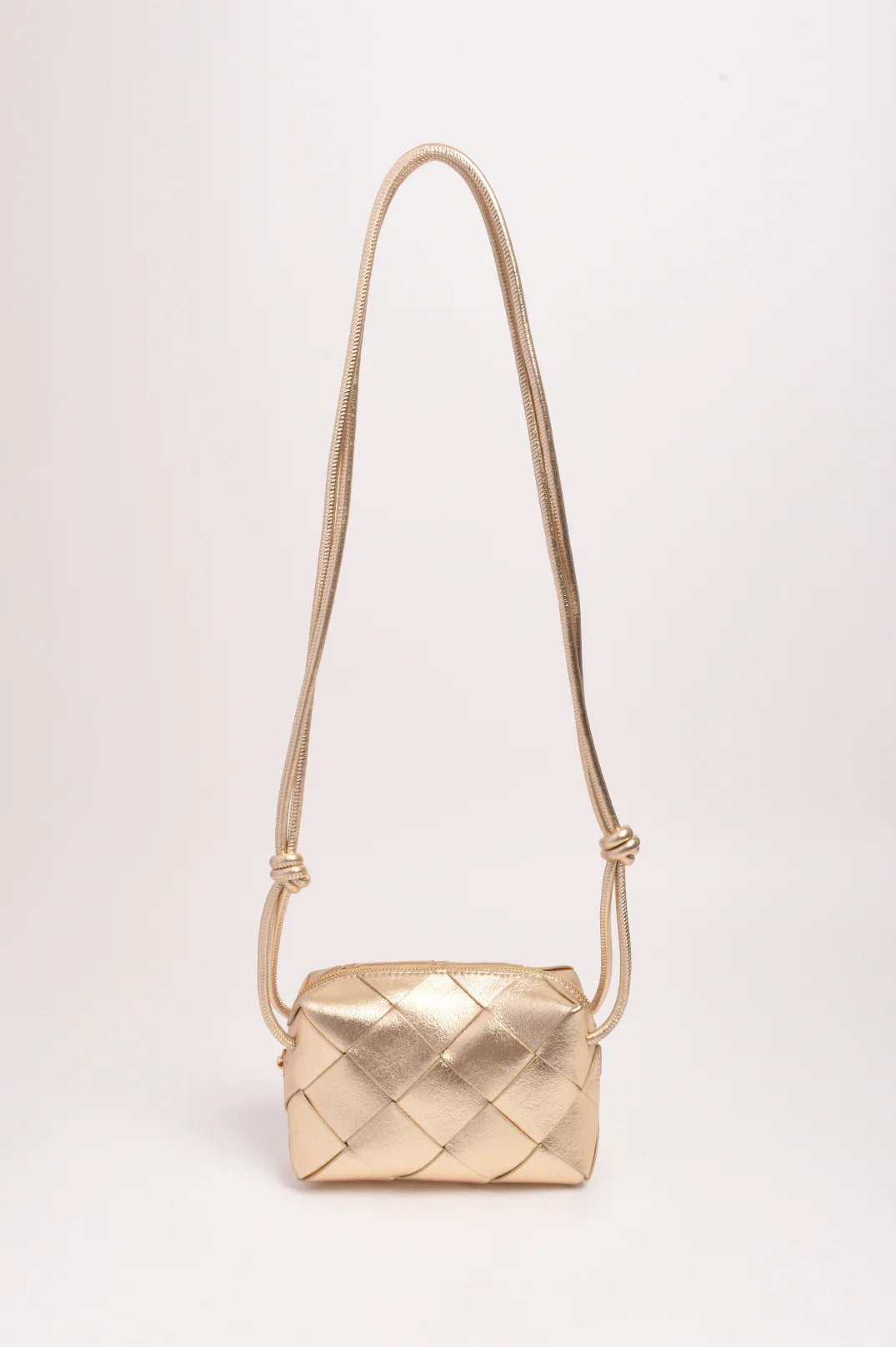 Elodie Weave Metallic Crossbody Bag (Gold)