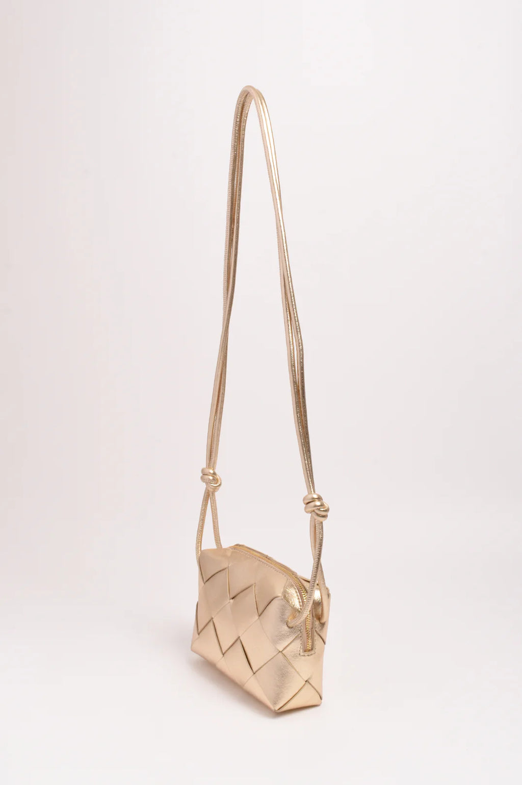 Elodie Weave Metallic Crossbody Bag (Gold)