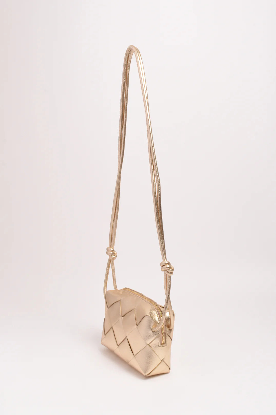 Elodie Weave Metallic Crossbody Bag (Gold)