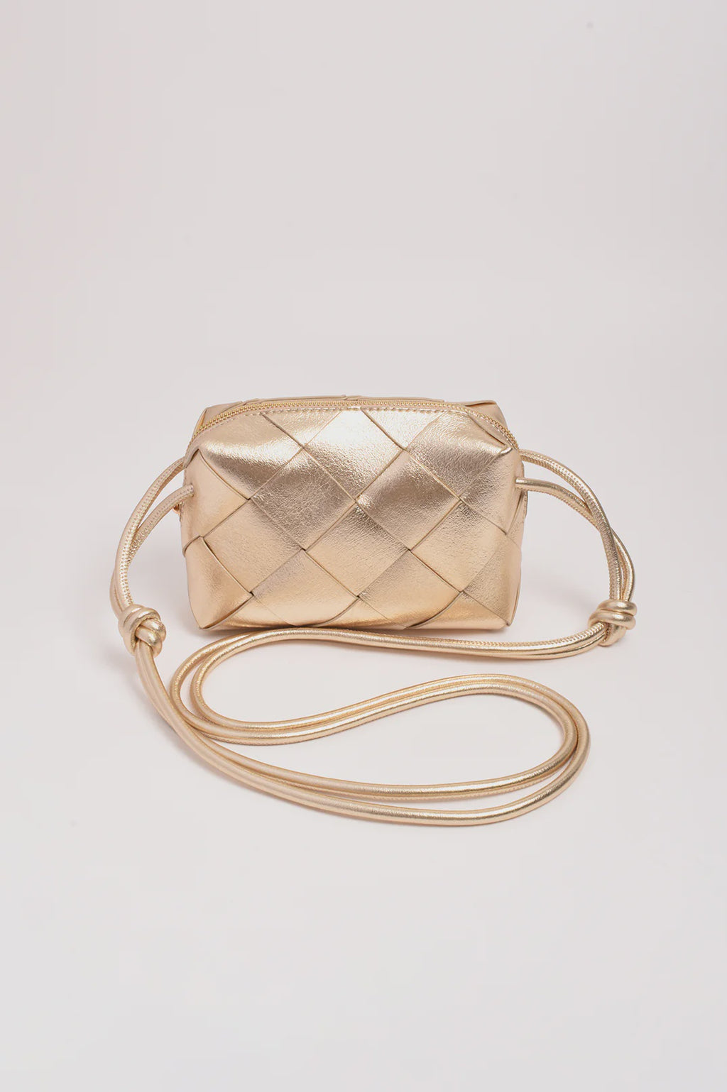 Elodie Weave Metallic Crossbody Bag (Gold)