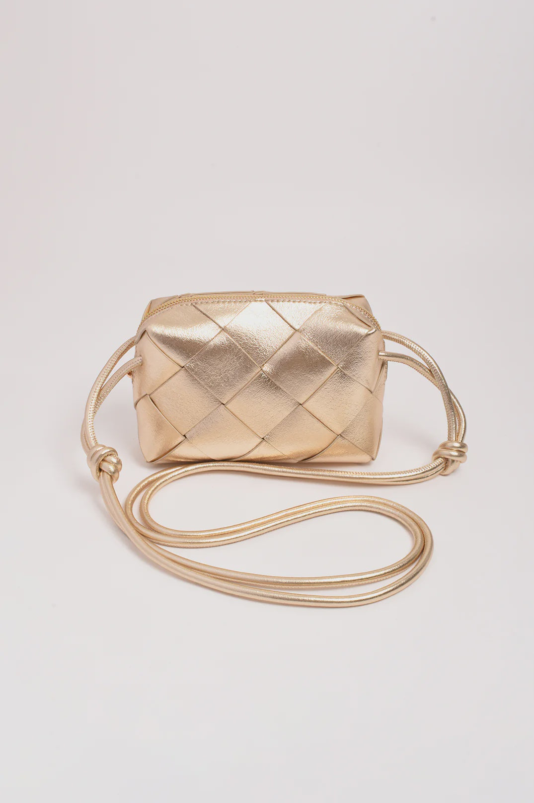 Elodie Weave Metallic Crossbody Bag (Gold)