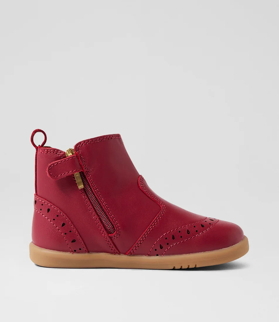 I Walk Billie Tibitan Red Leather Ankle Boots