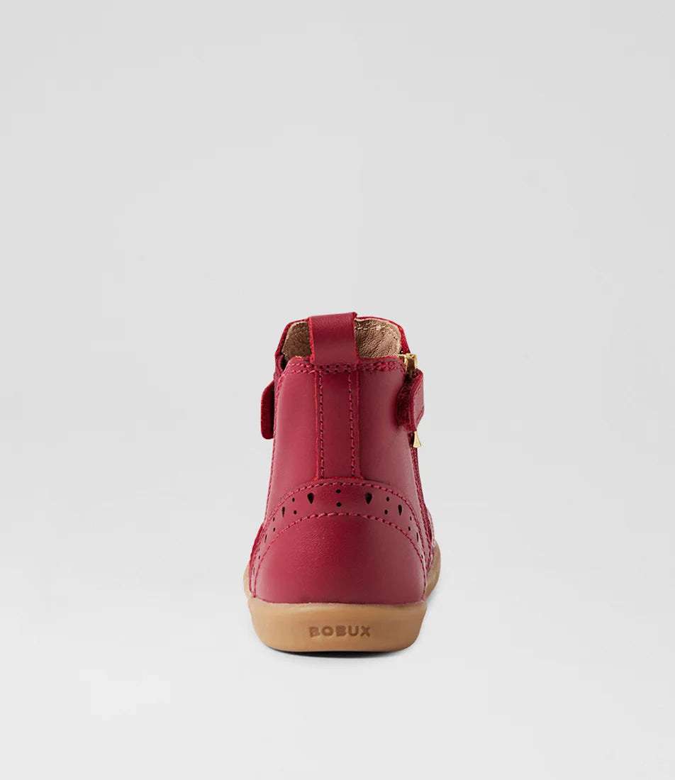 I Walk Billie Tibitan Red Leather Ankle Boots