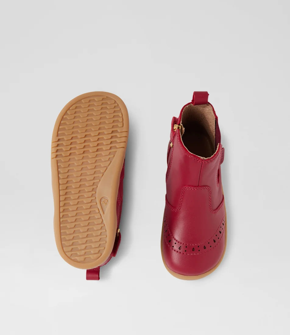 I Walk Billie Tibitan Red Leather Ankle Boots