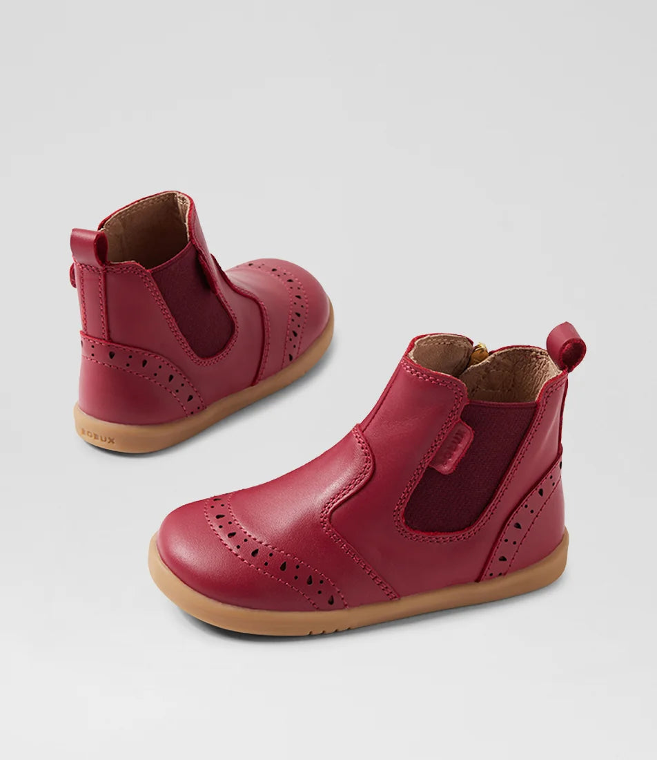 I Walk Billie Tibitan Red Leather Ankle Boots