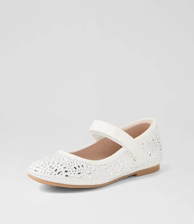 Aurora Kids Mary Jane White Shimmer