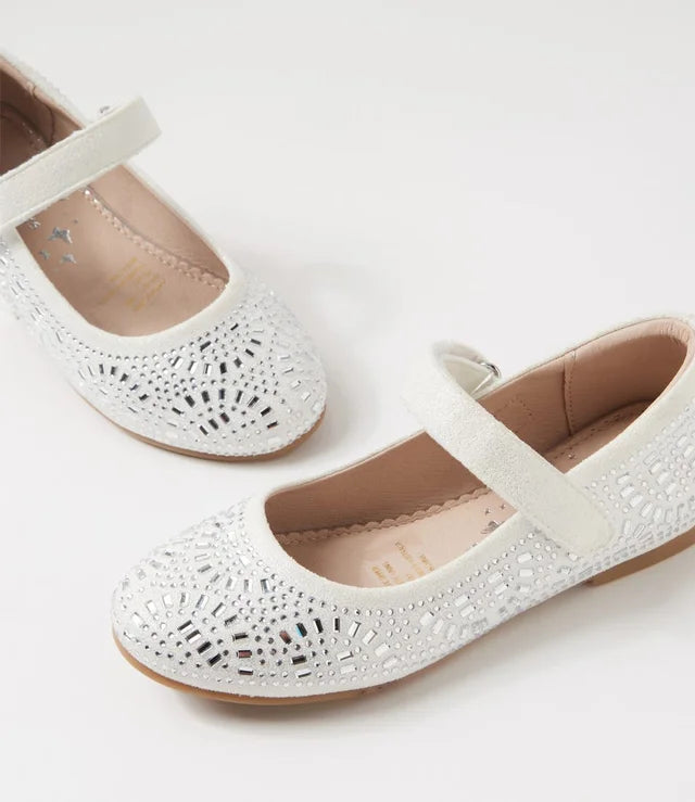 Aurora Kids Mary Jane White Shimmer