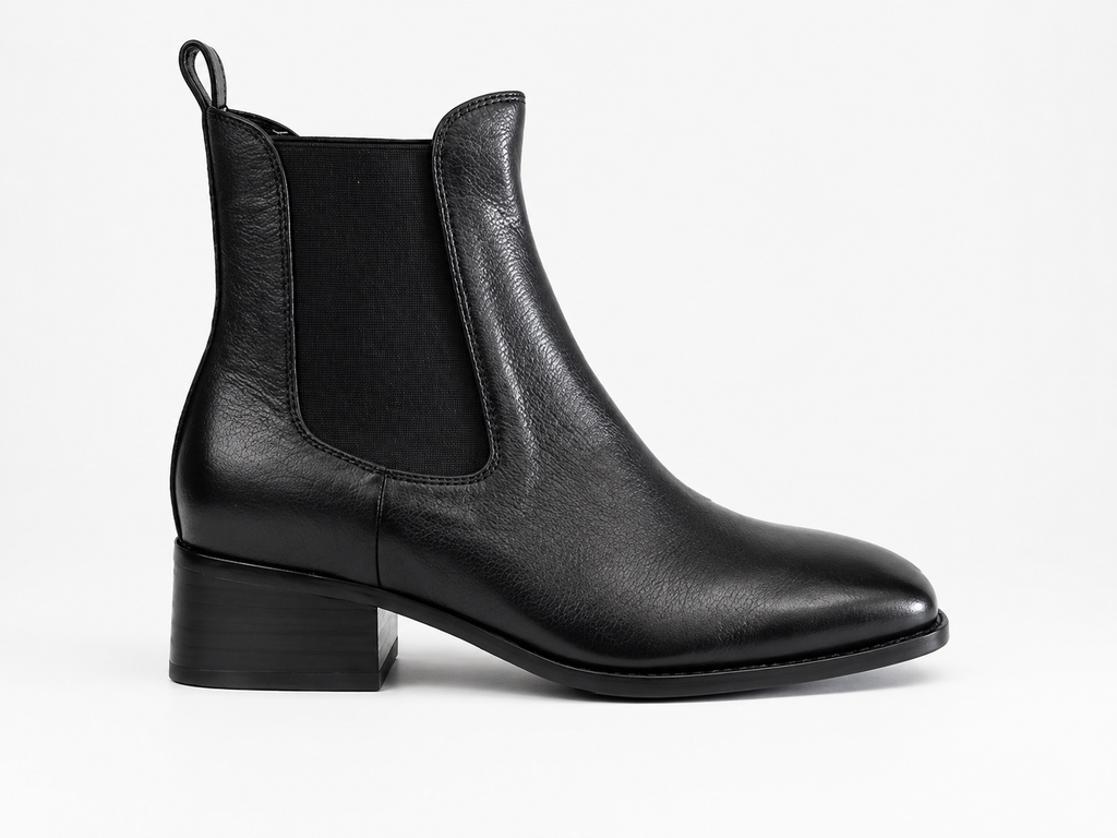 Memmeli Black Leather Chelsea Boots