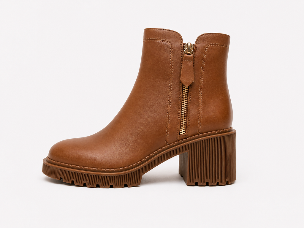 Zango New Cognac Leather Ankle Boots