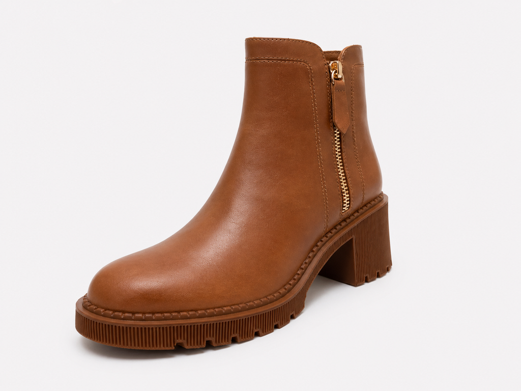 Zango New Cognac Leather Ankle Boots