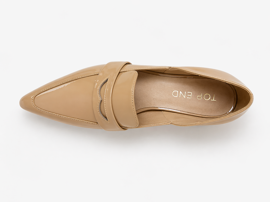Arni Patent Closed Toe Block Heel Cafe (nude)