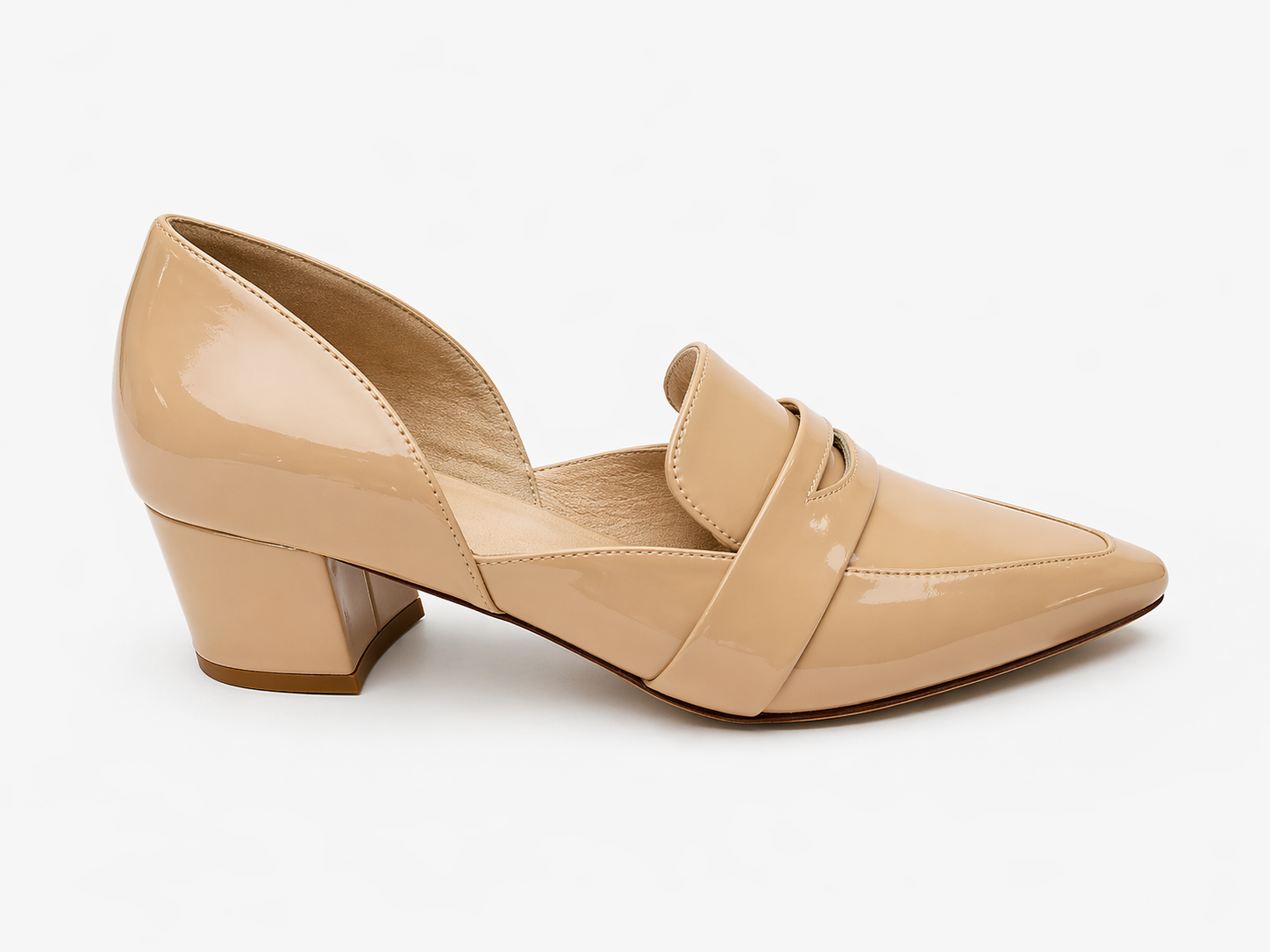 Arni Patent Closed Toe Block Heel Cafe (nude)