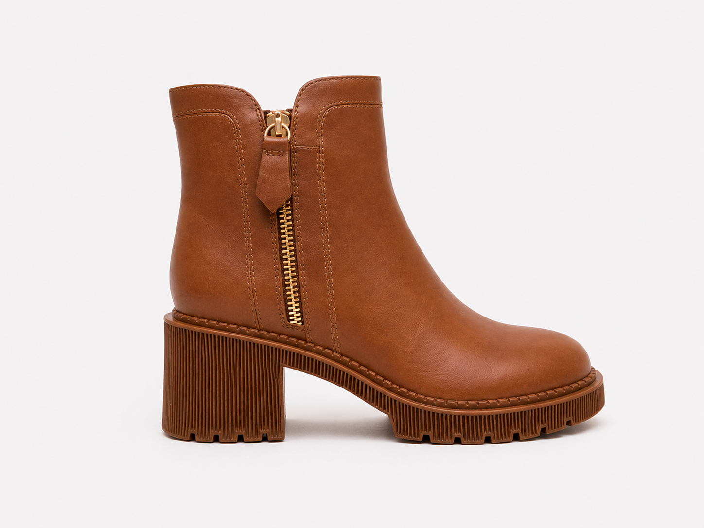 Zango New Cognac Leather Ankle Boots