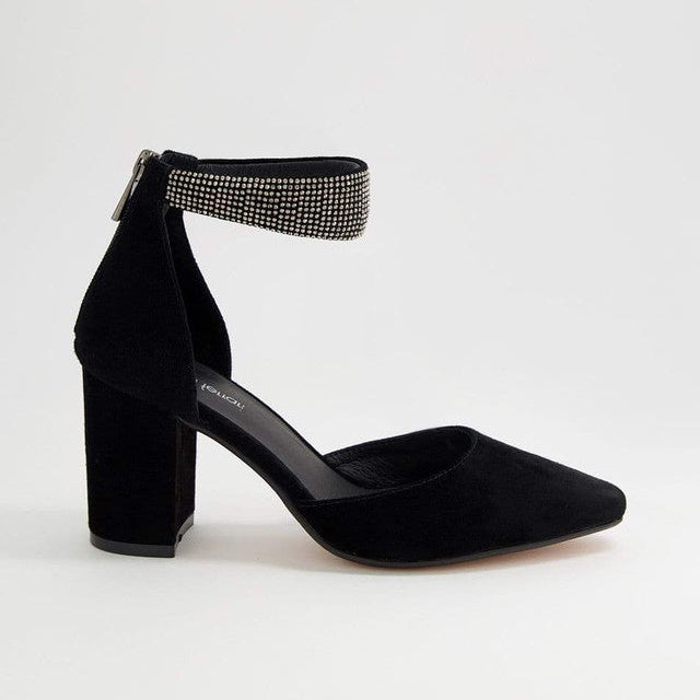 Spark Black Suede Jewels Heels
