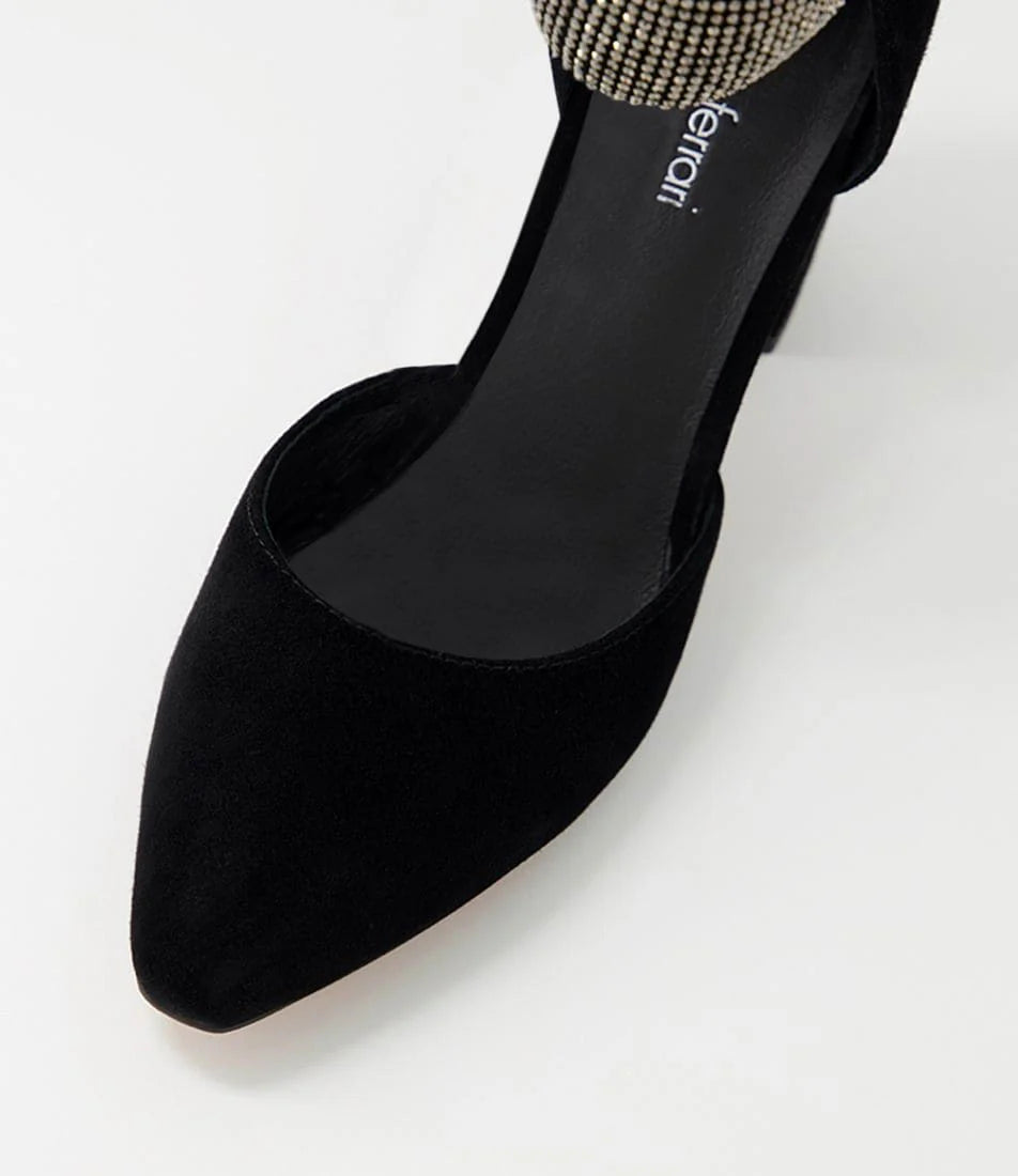 Spark Black Suede Jewels Heels