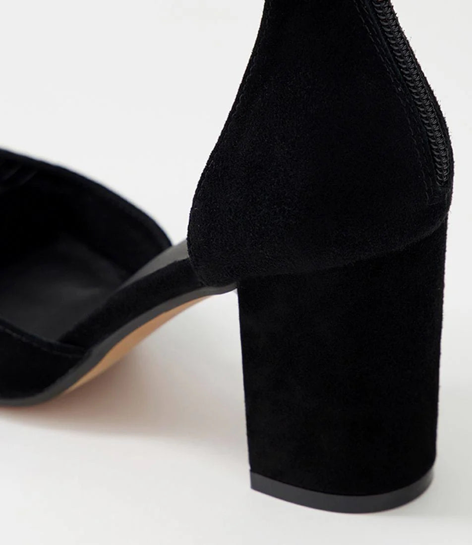 Spark Black Suede Jewels Heels