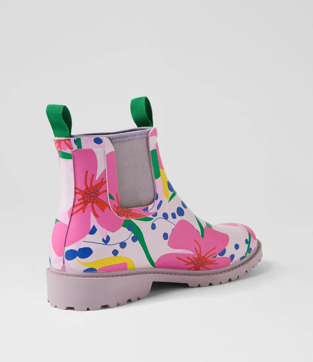 Splashy Floral Gumboot Ankle Boots