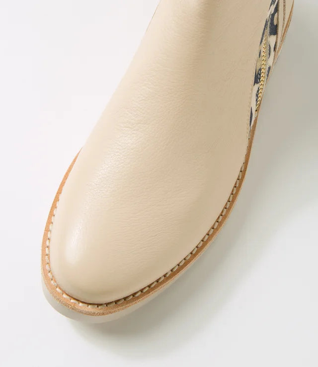 Rhain Vanilla Leopard Leather Suede Ankle Boots