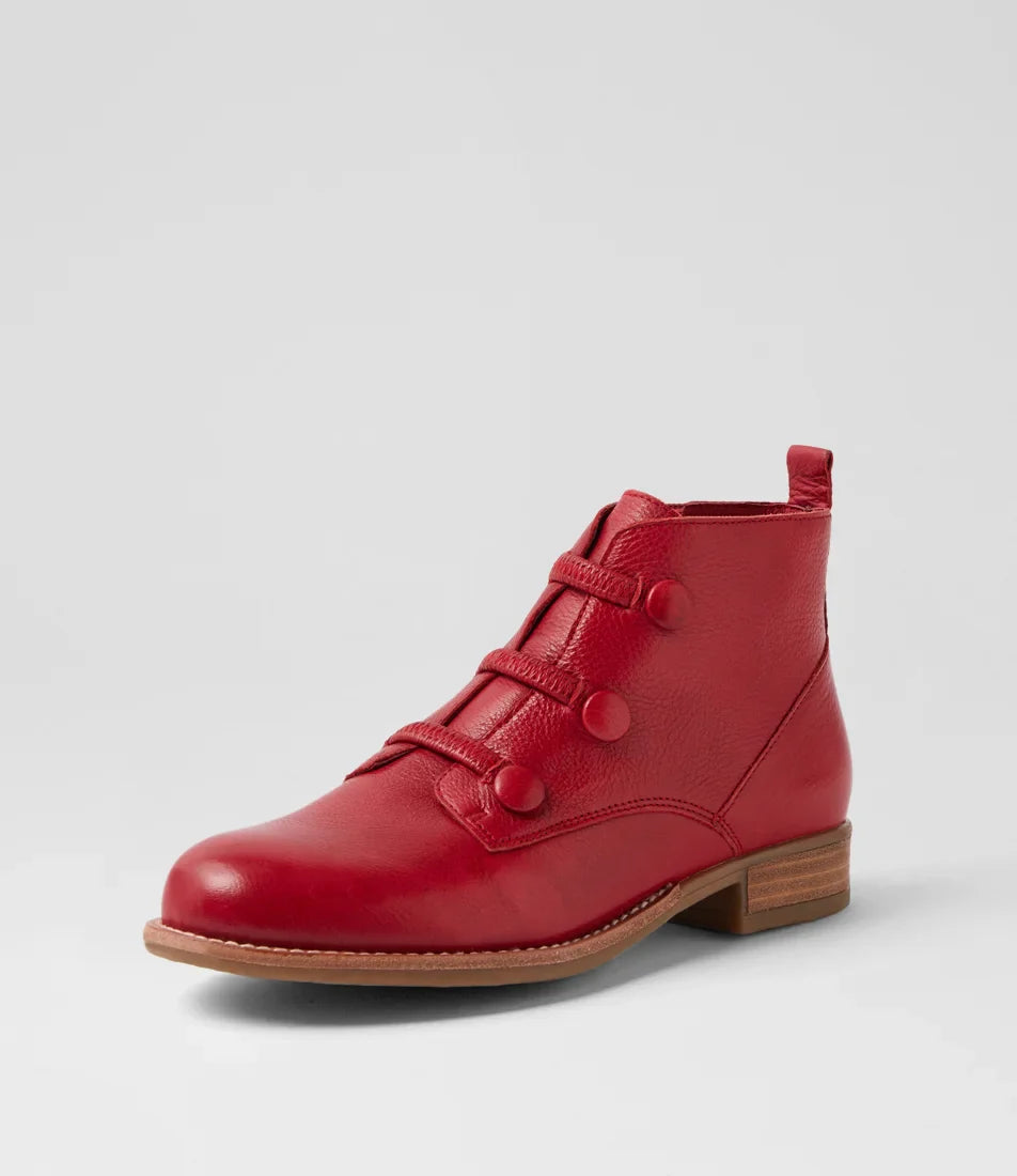 Lindar Button Boot Red
