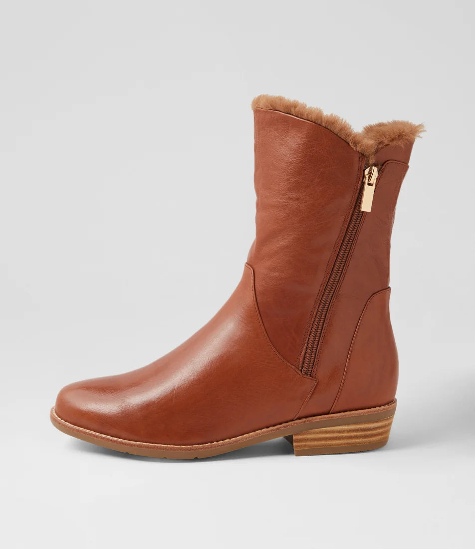 Lights Fur Lined Leather Boots Tan