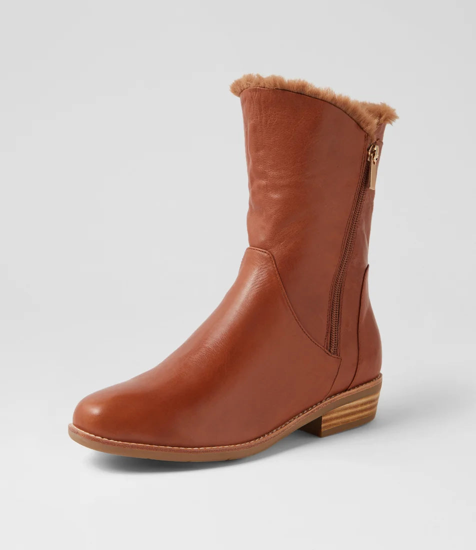 Lights Fur Lined Leather Boots Tan