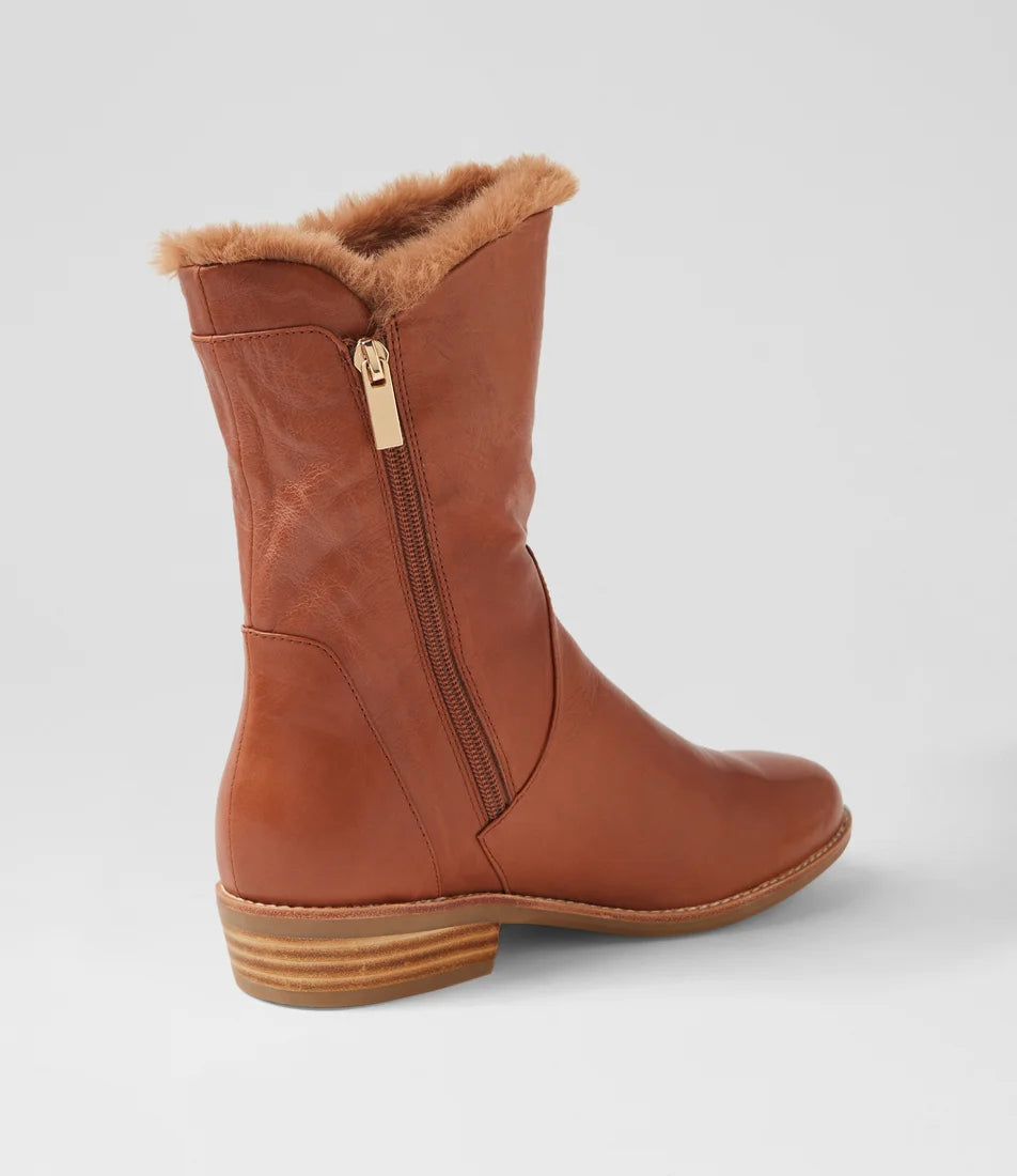 Lights Fur Lined Leather Boots Tan