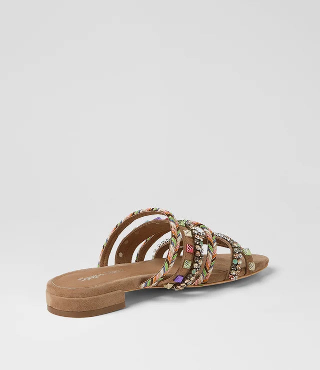 Linea Light Choc Multi Suede Slides