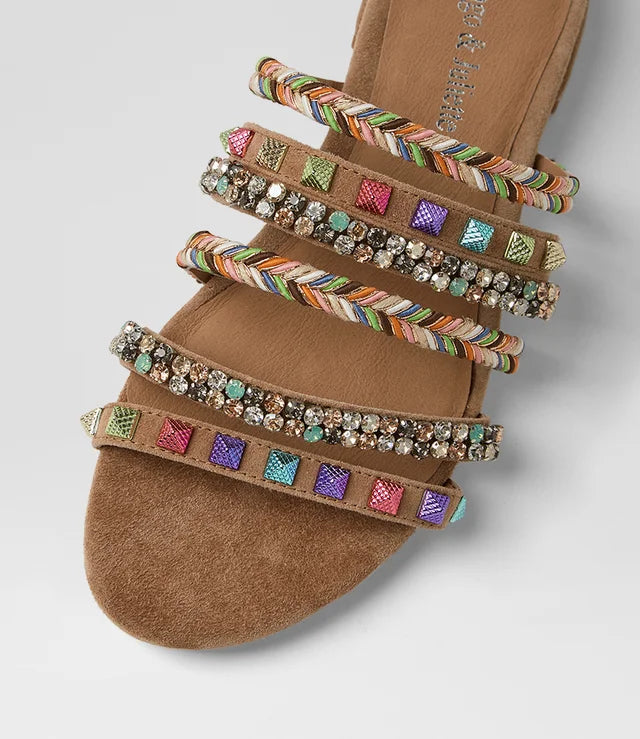 Linea Light Choc Multi Suede Slides