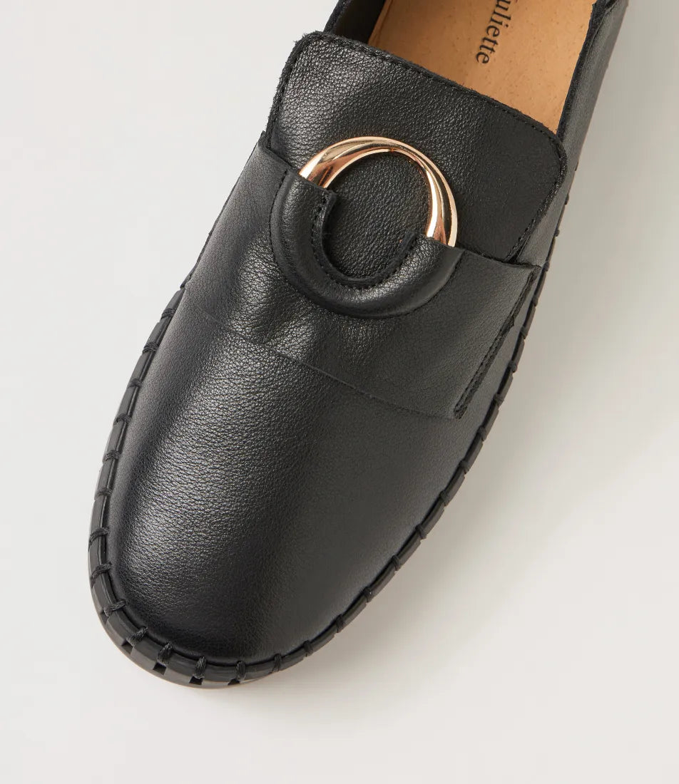 Burbanks Black Leather Flat Shoes