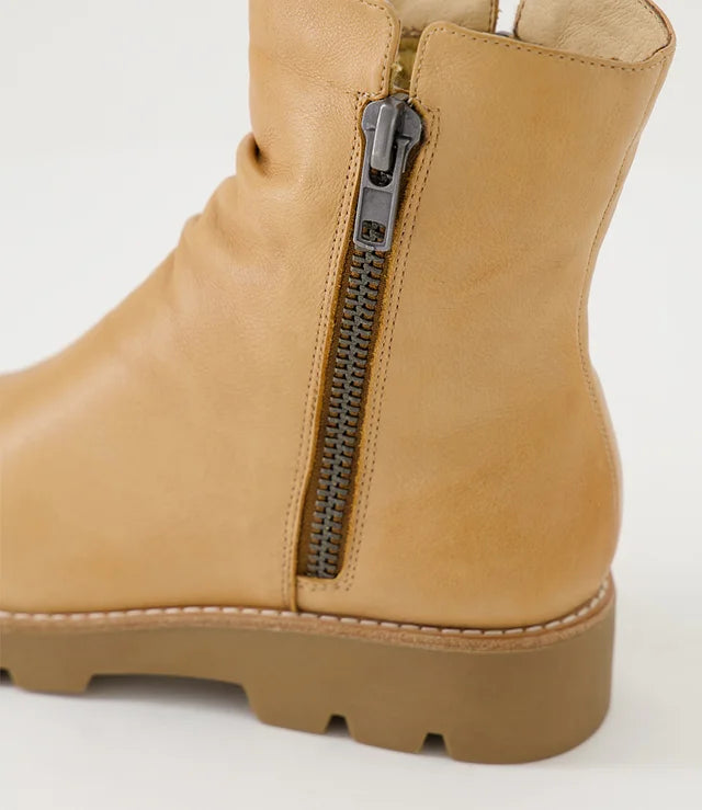 Dixeya Dark Tan Light Choc Leather Ankle Boots