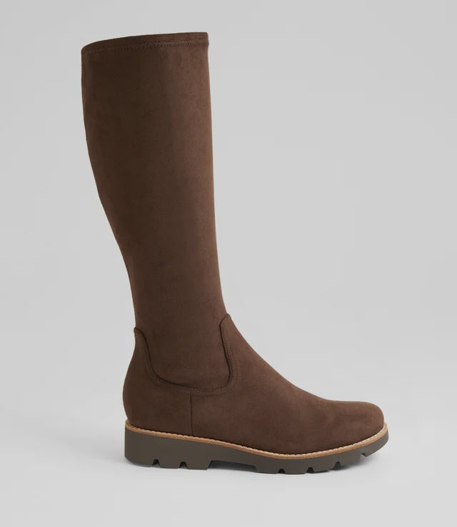 Dellah Choc Stretch Microsuede Knee High Boots