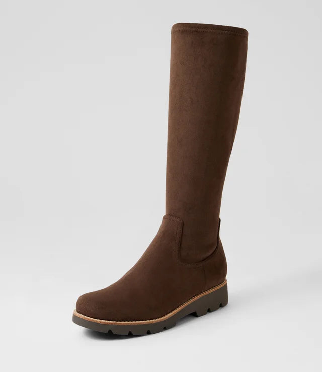 Dellah Choc Stretch Microsuede Knee High Boots